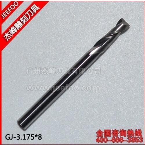 3.175*8mm Two Flutes Spiral End Mill , CNC Router Bits for CNC Machine Engraving