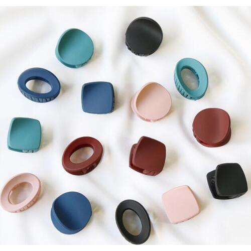 300pcs/lot DIY Simple Multi Resin Pure Colore Scrub Hair Clips Round Ellipse Hair Claws Hair Styling Tool Accessories HA1040