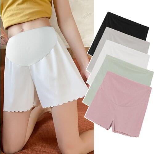 396# Summer Thin Ice Silk Maternity Short Legging Adjustable Belly Underpants Clothes for Pregnant Women Loose Soft Pregnancy