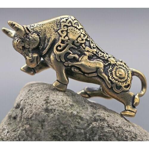 2021 Do Old Carved Zodiac Cow Accessories Pure Brass Rich Cow Keychain Pendant Safe And Secure Zodiac Ox Accessory Gift