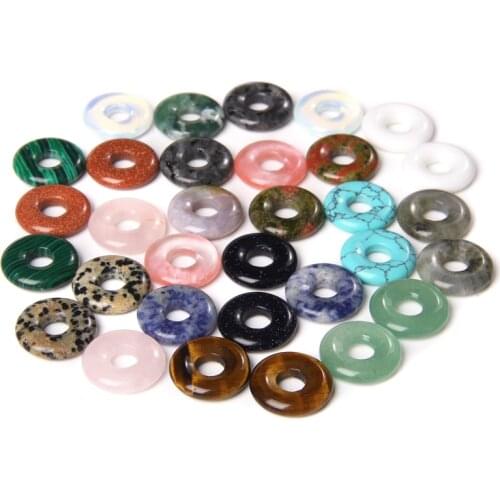 1-5 Pcs 18 MM Natural Black Labradorite Beads Reiki Tiger Eye Stone Pendant 6 MM Large Hole Chinese Knot For DIY Making Bracelet