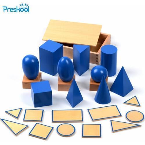 Baby Toy Montessori Geometric Solids with Stands Bases and Box Early Childhood Education Kids Toys Brinquedos Juguetes