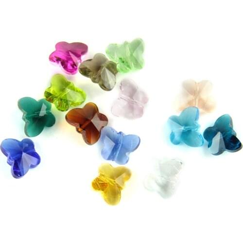 14mm Crystal Flower Snowflake Star Heart Butterfly Beads Glass 30pcs Mix color clear For Jewelry Making