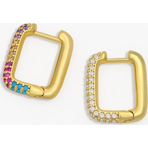 OCESRIO Rainbow DIY Carabiner Small square Glossy Screw Zircon Polished earrings hooks Decoration For Making Supplies erha031