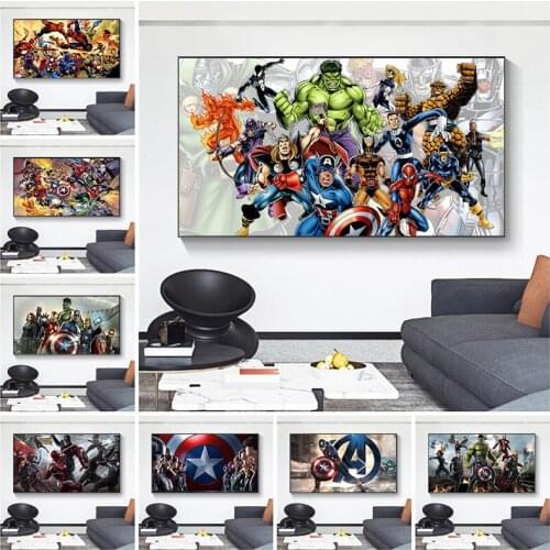 Marvel Superhero Canvas Painting Iron Man Spiderman Posters and Prints Wall Art Picture Home Wall Decoration Frameless