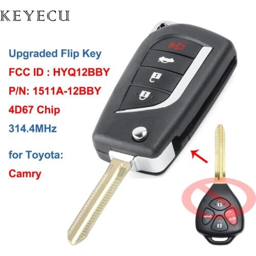 Keyecu Modified Flip Folding Remote Control Car Key Fob 314.4MHz 4D67 Chip for Toyota Camry 2007 2008 2009 2010 FCC ID: HYQ12BBY