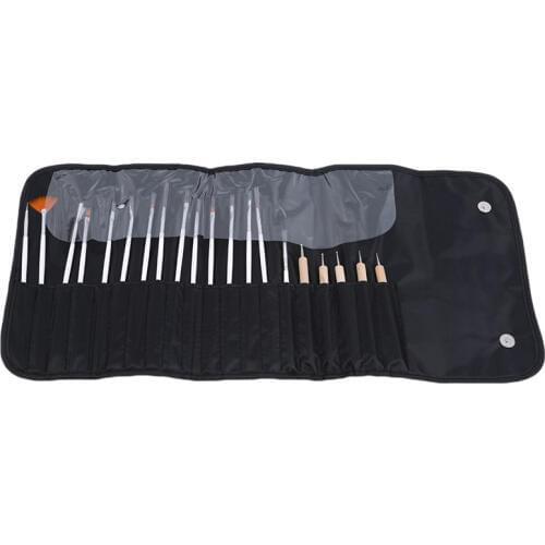20Pcs Nail Art Brush Liner Dotting Fan Design Painting Drawing Carving Pen UV Gel Manicure Tool Set