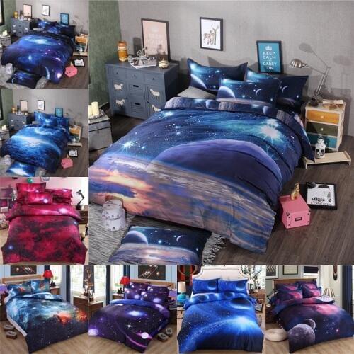 3D Bedclothes Galaxy Duvet Cover Set Twin Bed Linen Sets Universe Outer Space King Size Comferter Bedding Sets Single Double
