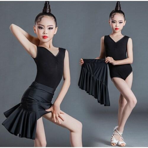Latin Dance Costumes For Girls Modern Competition Kids Latin Dance top skirt Childen Vestidos Tango Salsa Stage Cha Cha Ballroom