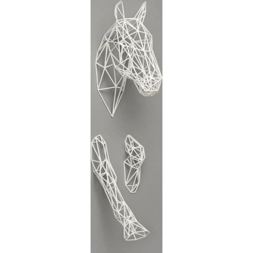 Creative Wall Horse Art Decorative Iron Hotel Modern Living Room Decoration Metal Animal Shape Figurine White Statue Hanging Dec