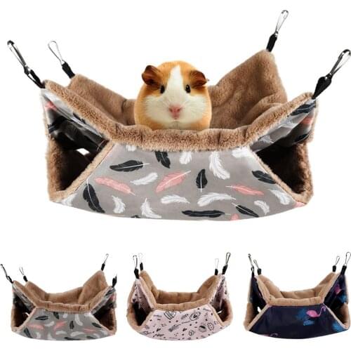 Small Pet Bed Hamster Hammock Double-layer Hammock Hamster Hanging Bed Cage for Ferret Squirrel Pet Warm Hanging Nest