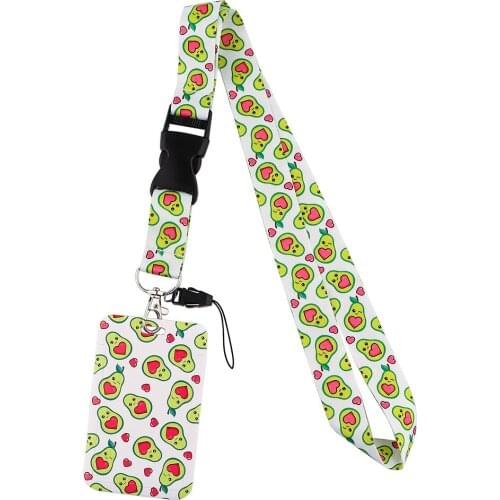 ER1112 Fruit Avocado Summer Style Lanyard Credit Card ID Holder Badge Student Travel Bank Bus Business Card Cover Badge