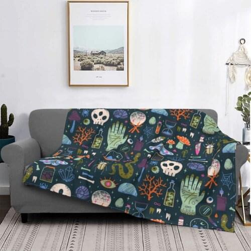 Curiosities Skull Blanket Fleece Decoration Halloween Breathable Ultra-Soft Throw Blanket for Bed Couch Bedspread