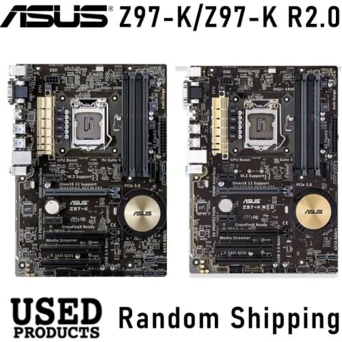LGA 1150 Asus Z97-K 1150 Motherboard Core i7/i5/i3 DDR3 3000(OC)MHz M.2 SSD VGA DVI Intel Z97 Gaming Placa-mãe 1150 ATX Used