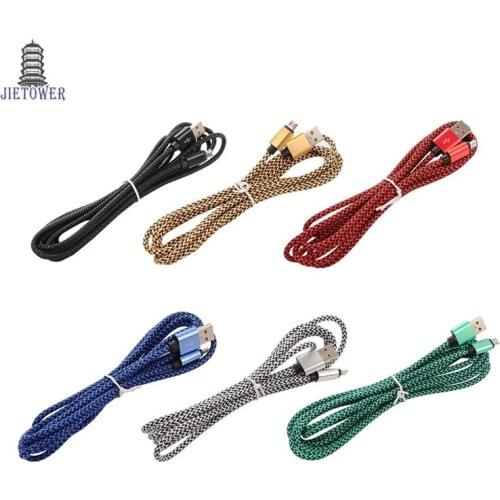 Metal double color nylon woven wire 8pin usb data sync charger cable for iphone X 8 7 5 5c 5s 6 6plus 6s IPAD/v8 micro 200pcs