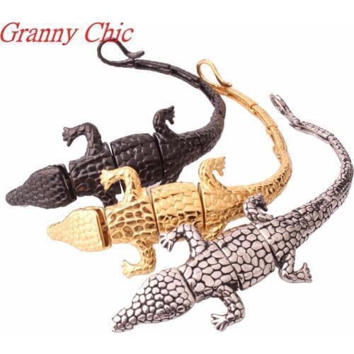 Granny Chic Bracelet Men Stainless Steel Punk Crocodile Mens Cuff Bracelets Bracelets & Bangles Casting Jewelry Wristband