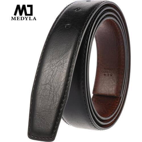 MEDYLA Mens Business Belt Without Buckle Natural Leather Unique Texture Can Be Used On Both Sides Belt Men Accessories LY3386