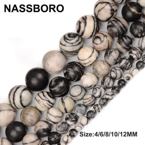 Natural Black Network Stone Beads For Jewelry Making Round Loose Stone 4/6/8/10/12mm 15inches DIY Jewellery Bracelet Bead balls