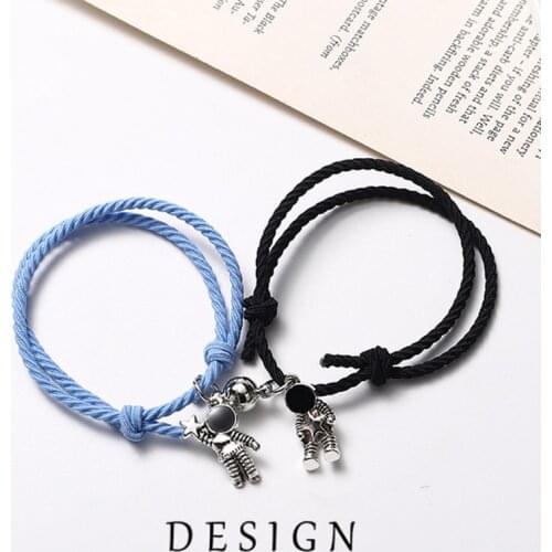 2021 New Magnet Couple Bracelet Star Astronaut Bracelet Attractive Fashion Valentines Day Jewelry Gift 2 Pieces/Set