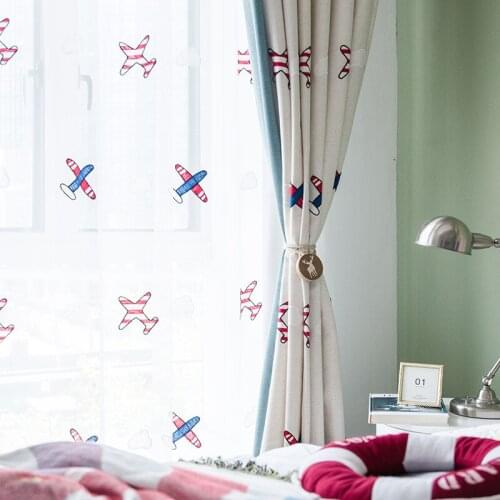 New Curtains Simple and Modern Embroidered Linen Finished Childrens Curtains Curtains for Living Dining Room Bedroom