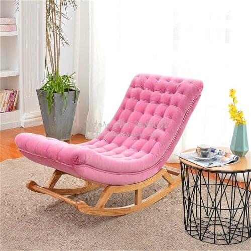 Custom Nordic simple rocking chair with armrest lounge chair fun lounge chair lazy sofa single nap European leisure chair