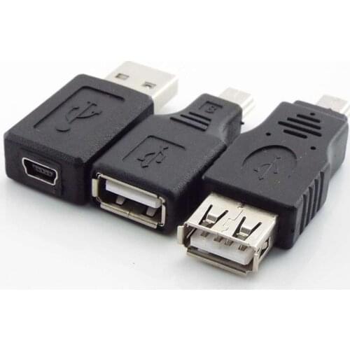 USB 2.0 A Female Male To Mini B 5-Pin Female/Male Connector Adapter For Mini Type-A B Jack Splitter Smart Phone OTG Converter