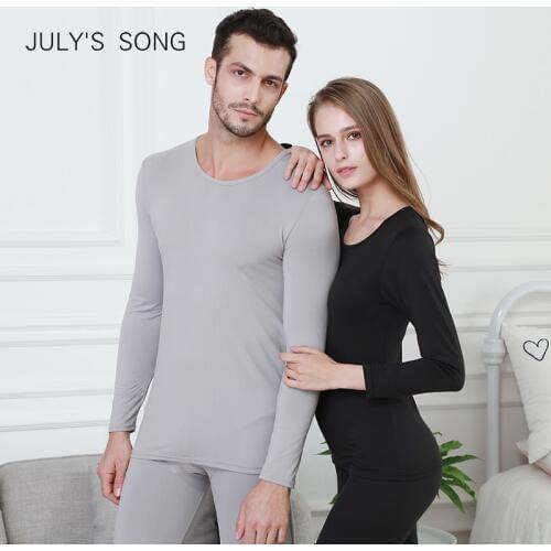 JULYS SONG 2 Piece/Set Autumn Thermal Long Underwears for Men Woman Body Shaped Slim Intimate Pajamas Warm Breathable