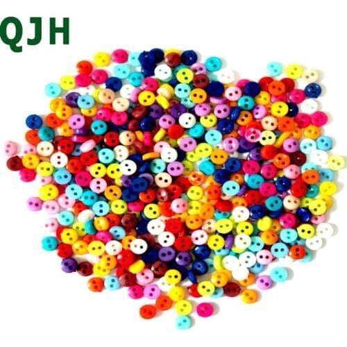 DIY clothing sewing Craft accessories 600pcs 6mm 2 Hole Round Resin Mini Buttons Mixed colors Doll Clothes Embellishment Button
