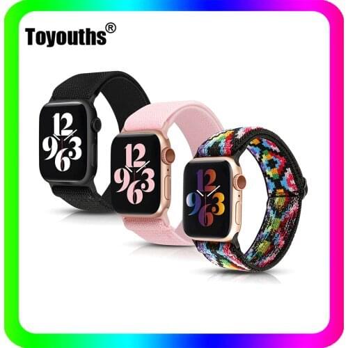 Toyouths Adjustable Elastic Nylon Solo Loop Strap for Apple Watch Band 3Pcs/Pack Stretchy Scrunchie Watch Band for iWatch Series