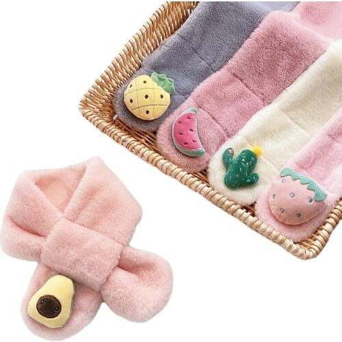 Children Cute Cartoon Fruit Plush Scarf Kids Winter Girls Boys Thick Warm Baby Wind Collar Neckerchief