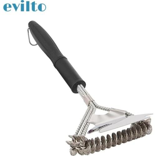 16.5inch Barbecue Grill Brush Stainless Steel Bristles Non-stick Cleaning Brushes with Shovel BBQ Tools Durable Cook Accessorie