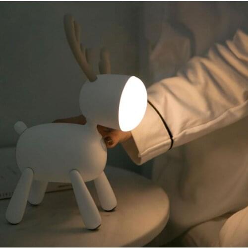 Elk Deer LED Night Light Adjustable Brightness Timing USB Charging Table Lamp Bedroom Decor Gift For Kids Desktop Decor Lamp