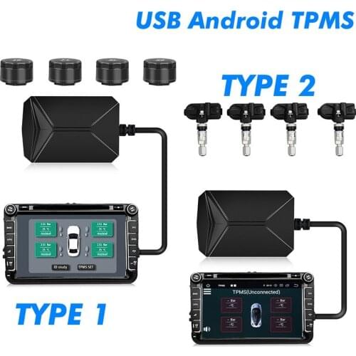 Android DVD TPMS USB Tire Alarm Auto Tire Pressure Monitoring System 4 Tire external / inner Sensors Temperature Alarm inner