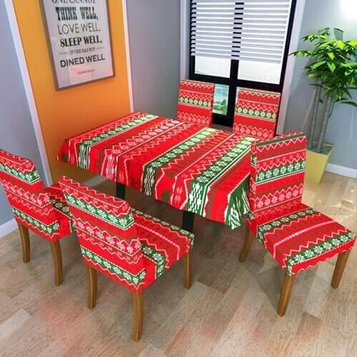 2021 New year Christmas Tablecloth For Kitchen Dining Table Cover Elastic Chair Cover Decoration Waterproof Christmas Tablecloth