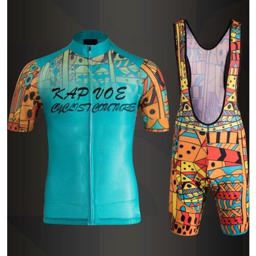 Kapvoe Summer Breathable Cycling Jersey Mens Shirt Bib Road MTB High Quality Bicycle Clothing Set Bike Team Uniform Shirt