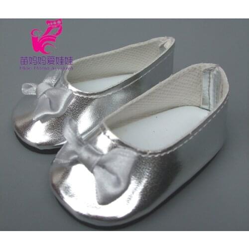 1 pair 7cm cute Silver Leather Shoes For 18inch Amercan Girl Doll Mini Toy Shoes Bjd Doll Shoes for Doll Accessories