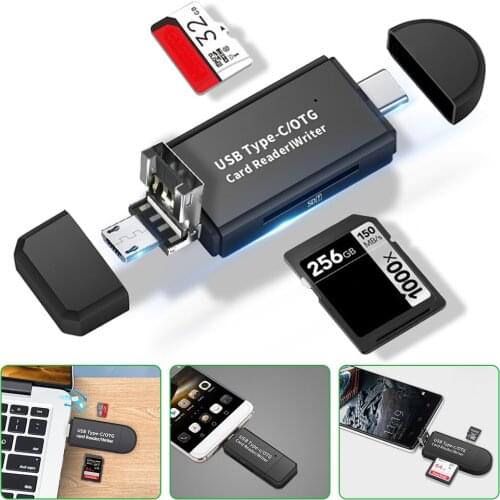 SD Card Reader USB C Card Reader 3 In 1 USB 2.0 TF/Mirco SD Smart Memory Card Reader Type C OTG Flash Drive Cardreader Adapter