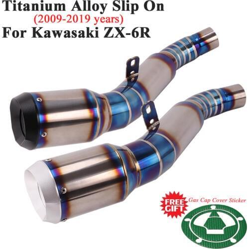 Titanium Alloy Slip On For Kawasaki ZX-6R ZX6R 636 2009 - 2019 2018 Motorcycle Exhaust Escape Modified Middle Link Pipe Muffler