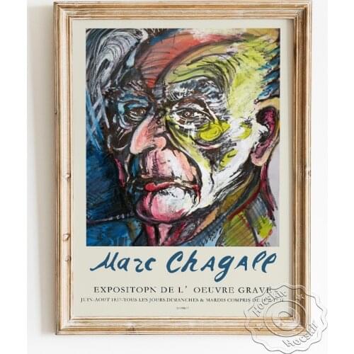 Marc Chagall Exhibition Louvre Museum Poster, Zbigniew Kresowaty Portrait Canvas Painting, Surrealism Home Decor Wall Picture
