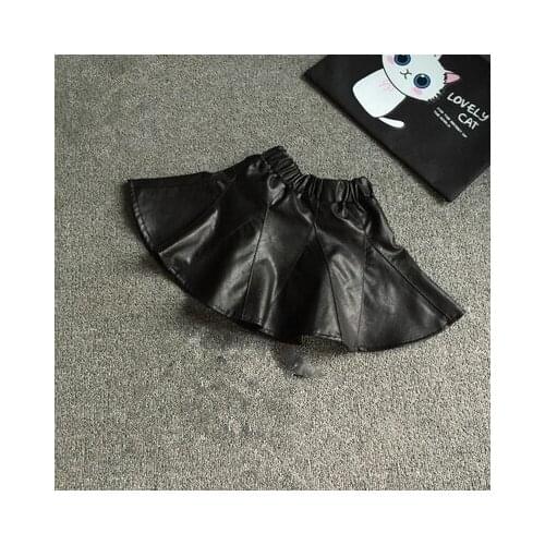2-10 y baby girls pu leather skirts 2017 autumn female children mini skirts fashion elastic waist Faldas chicas Jupes filles
