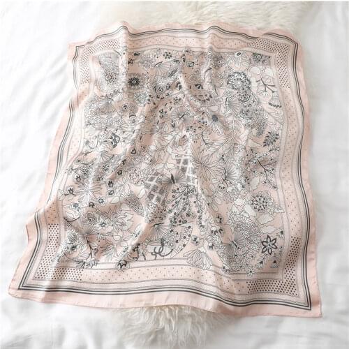 70*70cm Female Bandana Shawl Fashion Print Small Neck Scarf Square Silk Scarf Silk Satin Hair Scarf Hijabs Foulard Scarves