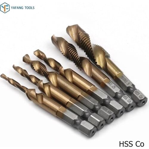 1pcs M3-M10 Metric Screw Tap Drilling and Tapping Bit HSS Co M35 Spiral Thread Tap 1/4" Hex Shank Hand Power Tools