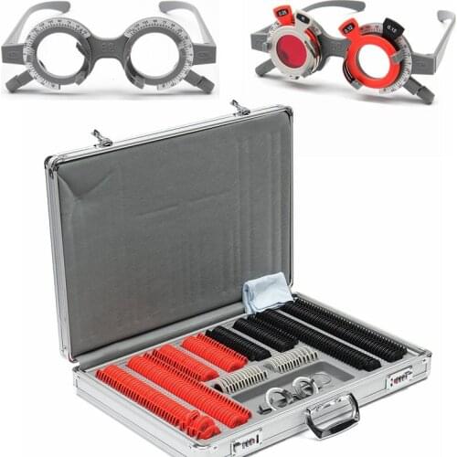 266pcs Optical Trial Case Lenses Sphere Cylinder Lenses Prism Frame Kit Optometry Trial Testing Lenses Glasses Aluminium Case
