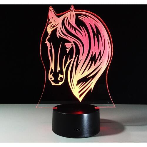 Horse 3D Lamp Pony 7 Color Change LED USB Acrylic Small Night Light Indoor Atmosphere Lamp For Kids' Toys And Gifts Drop Ship