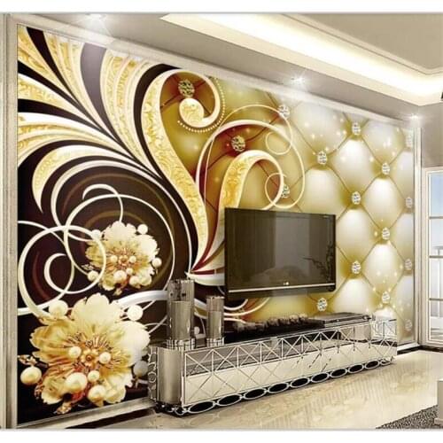 Beibehang Custom wallpaper large luxury romantic diamond soft bag living room bedroom sofa TV decorative painting wall