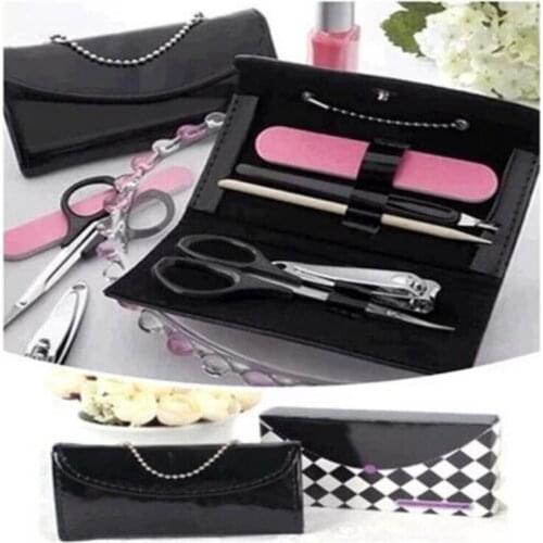 Free Ship Hot Selling New Birthday Party Gift Black Bag Repair Capacity Manicure Set Continental Creative Wedding Favor 100 Sets