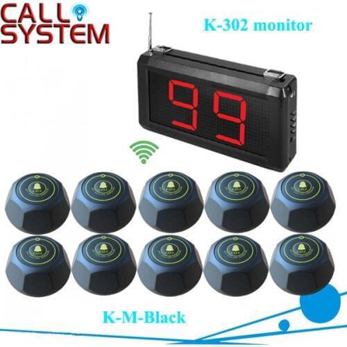 1 set 1 display 10 bell buzzer for restaurant Wireless table bell service system in 433.92mhz