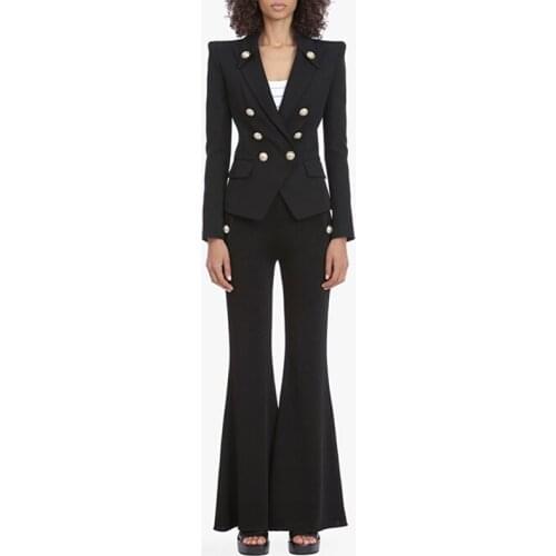 TOP QUALITY 2021 Designer Blazer for OL career Collar Buttons Double Breasted Metal Buttons Blazer Jacket