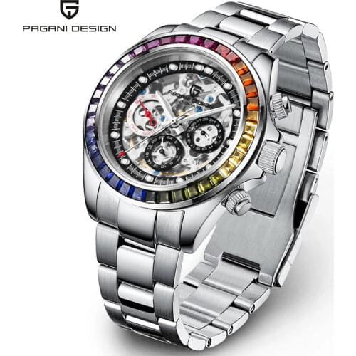 2021 New PAGANI Design Rainbow bezel Mens Mechanical Wrist Watch Luxury Automatic watch for men Stainless Steel Waterproof clock