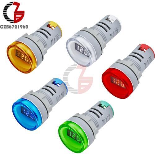 Mini AC 60-500V Digital LED Voltmeter Voltage Meter AC Voltmeter LED Indicator Display Pilot Light DIY Red Green Orange 22MM